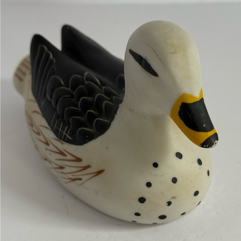 Charming Vintage Hand Painted Black and White Ceramic Duck Figurine Nanco